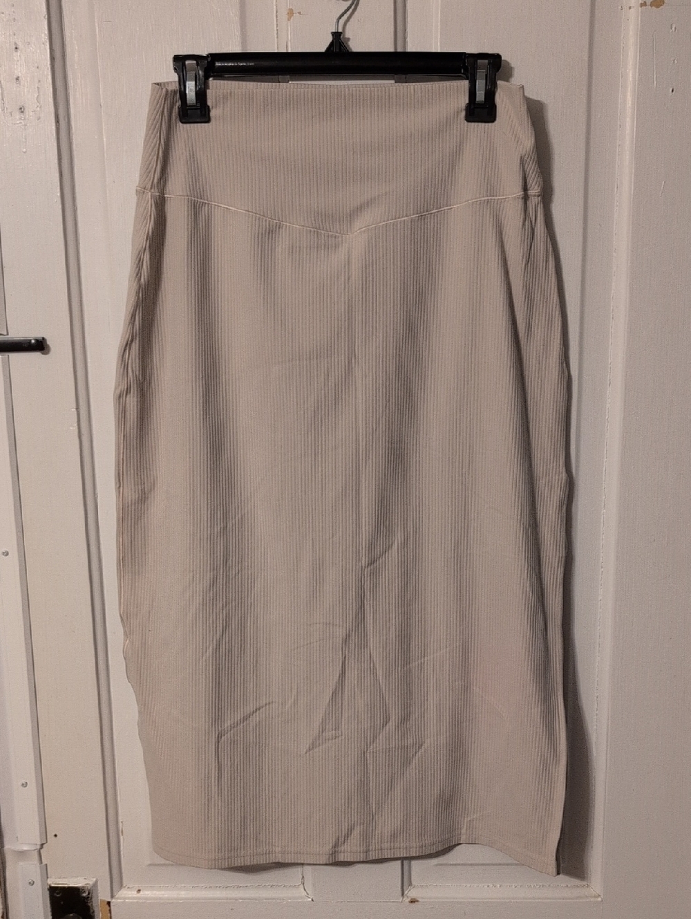 aerie Ribbed Midi Skirt in Light Beige